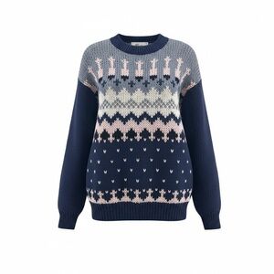 Vintage Clyde Hand Knit Fair Isle Sweater Large Nordic Pattern Wool Blend